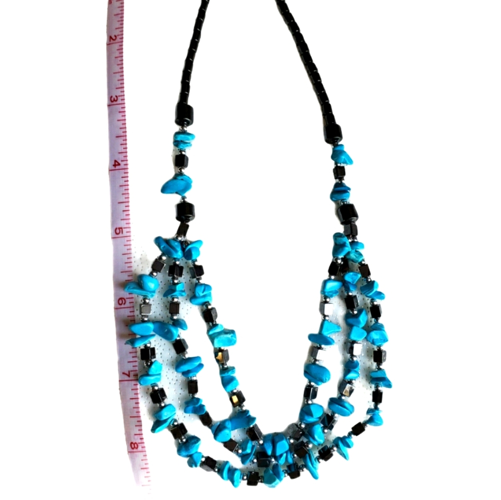 Turquoise Hematite Natural Stone Necklace.